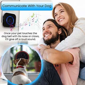 TRIBEPETSUSA Wireless Dog Doorbell - Doggie Ring Doorbell Potty Training - Dog Buttons for Communication 55 Ring Tones, 5 Volume Levels, 500ft Transmission Range Nose Paw Press Activated (Pink2)