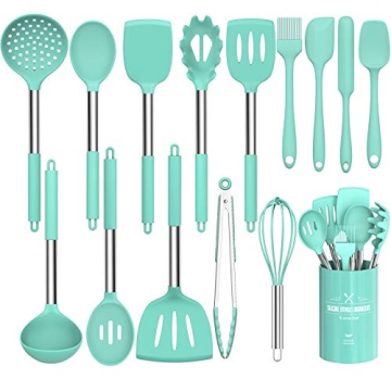 Umite Chef 15-Piece Silicone Cooking Utensil Set - Non-Stick, Durable Kitchen Cookware with Stainles...