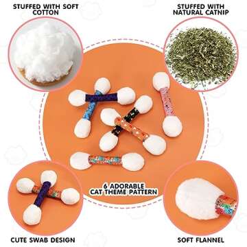 CiyvoLyeen 6Pcs Swabs Catnip Toys Funny Kitten Cat Chew Toys Catnip Filled Teething Interactive Cat ...
