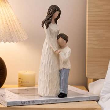 Elegondrar Mother and Son Figurines, Gifts for Mom from Son, Hand-Painted Family Sculpture Gifts for...