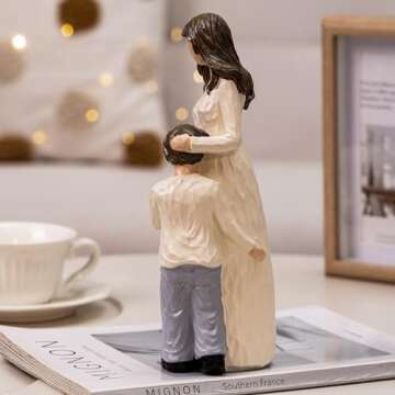Elegondrar Mother and Son Figurines, Gifts for Mom from Son, Hand-Painted Family Sculpture Gifts for Birthday, Mother’s Day, Thanksgiving, Resin, 9.5" H