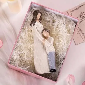 Elegondrar Mother and Son Figurines, Gifts for Mom from Son, Hand-Painted Family Sculpture Gifts for Birthday, Mother’s Day, Thanksgiving, Resin, 9.5" H