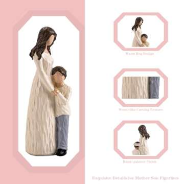 Elegondrar Mother and Son Figurines, Gifts for Mom from Son, Hand-Painted Family Sculpture Gifts for Birthday, Mother’s Day, Thanksgiving, Resin, 9.5" H