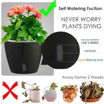 KvyusFlourish 5-Inch Self-Watering Pots for Indoor Plants