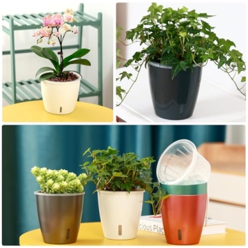 KvyusFlourish 5-Inch Self-Watering Pots for Indoor Plants