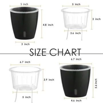 KvyusFlourish 5-Inch Self-Watering Pots for Indoor Plants