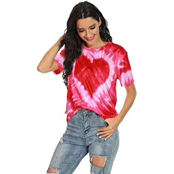 Chic Valentine's Tie-Dye Heart Tee for Women