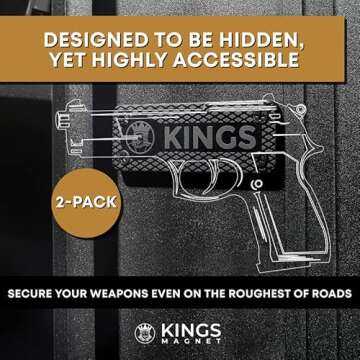 KINGS MAGNET Gun Holder | Rubber Coated Magnetic Concealment Mount for Pistols, Rifles and Shotguns ...