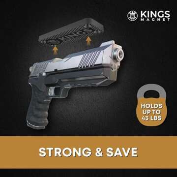 KINGS MAGNET Gun Holder | Rubber Coated Concealment Mount