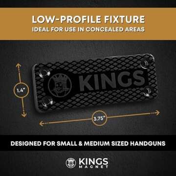 KINGS MAGNET Gun Holder | Rubber Coated Concealment Mount