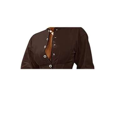 Ekaliy Womens Button Down Corset Bodycon Mini Dress Long Sleeve Mini Dress V Neck Cocktail Work Party Short Dresss Brown L