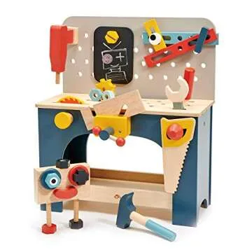 Tender Leaf Toys - Tabletop Tool Bench - Construction Building Play Set for Kids - Encouraging Logic...