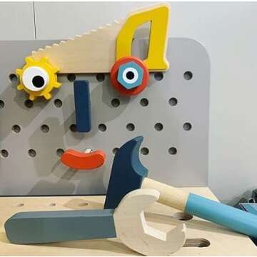 Tender Leaf Toys - Tabletop Tool Bench - Construction Building Play Set for Kids - Encouraging Logical Thinking, Inspire Imaginative Play and Pretend Play for Age 3+