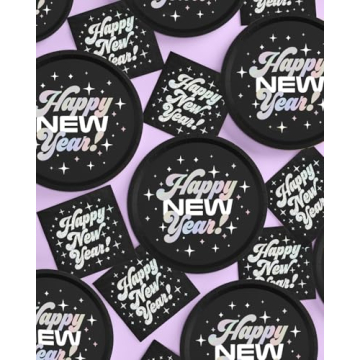 xo, Fetti Black Happy New Year Napkins - 50 Pack