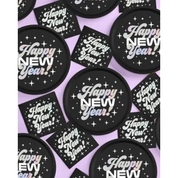 xo, Fetti Black Happy New Year Napkins - 50 Pack