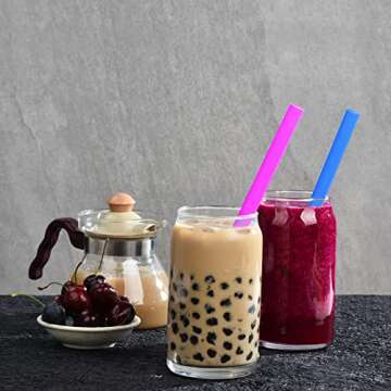 ALINK Jumbo Smoothie Straws, 100 Pack of Colorful Straws