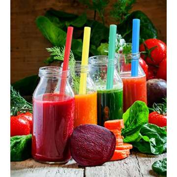 ALINK Jumbo Smoothie Straws, 100 Pack of Colorful Straws