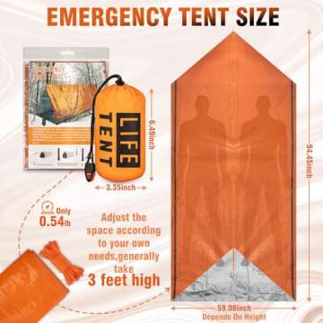 Kilihot Emergency Tent Shelter 2 Person Emergency Survival Life Pocket Tent Waterproof and Windproof...