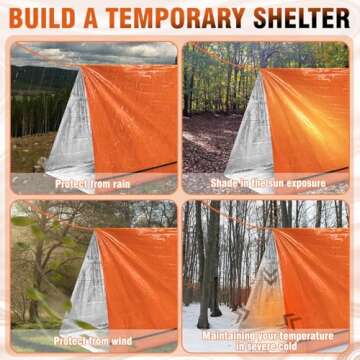Kilihot Emergency Tent Shelter 2 Person Emergency Survival Life Pocket Tent Waterproof and Windproof for Camping Hiking Outdoor Activities