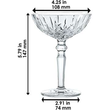 Nachtmann Noblesse Collection Cocktail Coupe Glasses, set of 2, Clear Crystal Glass with Stem, Perfe...
