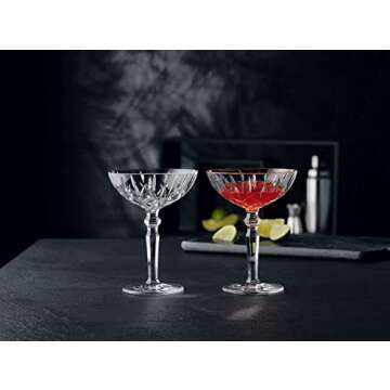 Nachtmann Noblesse Collection Cocktail Coupe Glasses, set of 2, Clear Crystal Glass with Stem, Perfect for Drinking Champagne, Sweet Wine, Martini, and Cosmopolitan, dishwasher safe