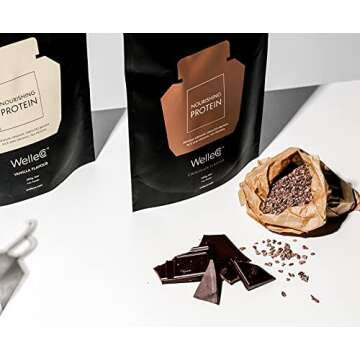 WelleCo, Nourishing Protein, Premium Organic Sprouted Brown Rice & Pea Protein, Chocolate Flavour, 300g (10.5oz) Pouch