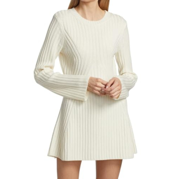 Ugerlov Women's 2024 Trendy Fall Long Sleeve Sweater Dress Round Neck Pullover Sweater Ribbed Knit M...