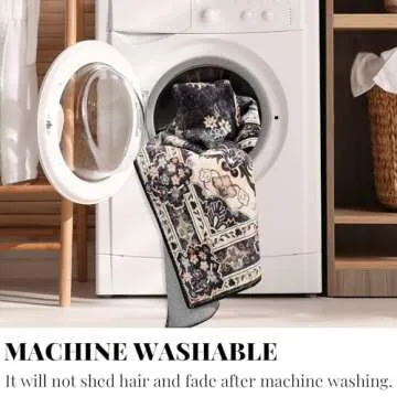 MUJOO Black Rug 8'x10' Stylish Washable Area Rug