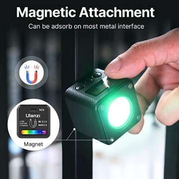 Ulanzi L2 COB RGB LED Video Light, 360° Full Color Portable Led Light for Camera Lighting, Magnetic Super Mini Cute Cube Light for Toy, Stop Motion and Micro Photography