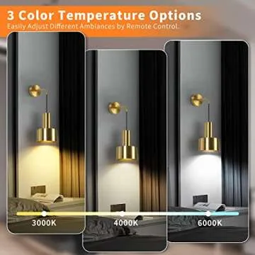 Gold Battery Operated Wall Sconce Set - Wireless, Dimmable LED Lights for Modern Home