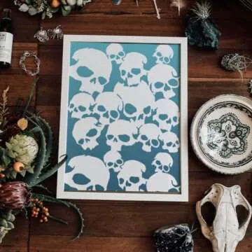 MAYJOYDIY Skull Pattern Stencil for Halloween Crafts