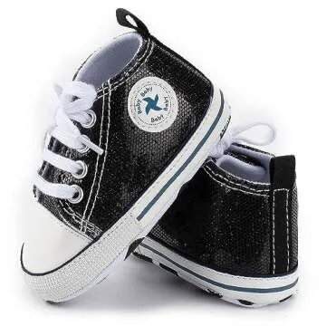 Baby Boys Girls Star High Top Sneaker Soft Anti-Slip Sole Newborn Infant First Walkers Canvas Denim ...