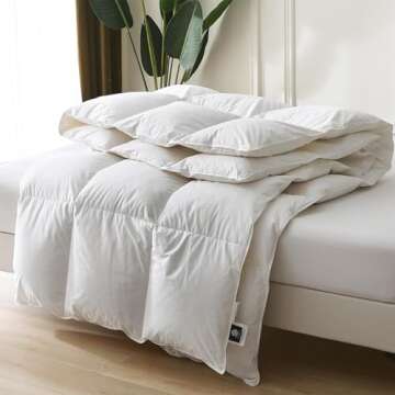 BPC King Size Feather Comforter, Filled with Feather and Down Fiber, 106x90 Inches All Season Duvet Insert Luxurious Fluffy Hotel Bedding Comforters with 100% Cotton Cover and 4 Corner Loops