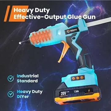 Full Size Cordless Glue Gun, GoGonova 20V Temp Adjust LCD Digital Display Fast Heating Accurate Dual Temp, Dripless Full Size Heavy Duty Hot Gun Kit with 12 Pcs Sticks (Battery Included)