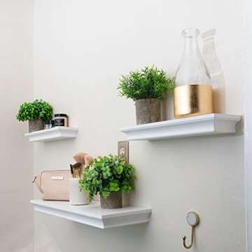 CASALUXE Artificial Potted Plants, Set of 3 Fake Eucalyptus, Boxwood and Rosemary, 2-Toned Plastic Faux Greenery, Mini Houseplants in Cement-Colored Paper Pulp Pots – Modern Farmhouse Decor, 7x8 inch