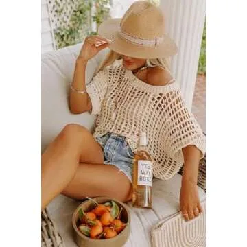 Dokotoo Women’s Crochet Hollow Out Sweater Top for Summer