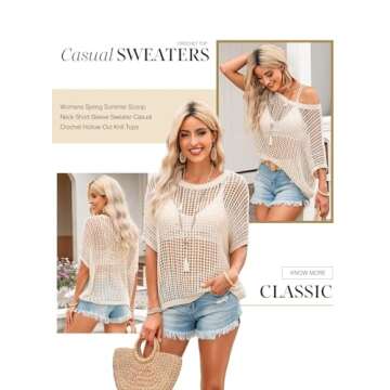 Dokotoo Women’s Crochet Hollow Out Sweater Top for Summer