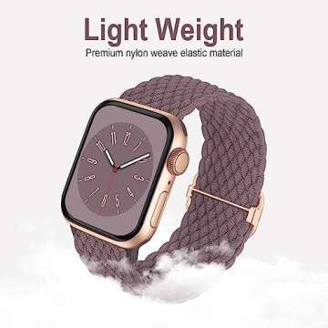 Braided Solo Loop Compatible with Apple Watch Band 38mm 40mm 41mm Women Men, Adjustable Stretchy Ban...