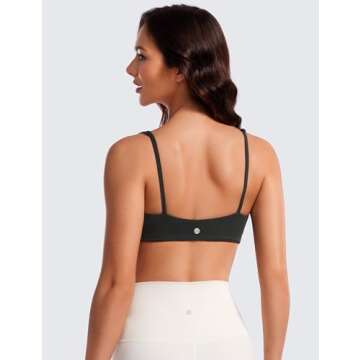 CRZ YOGA Butterluxe Spaghetti Strap Sports Bras for Women - Square Neck Yoga Wireless Low Coverage Padded Cami Crop Top