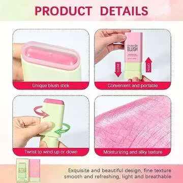 Paminify Multi-Use Cream Blush Stick,2-in-1 On-the-Go Blush for Cheek and Lip Tint,Waterproof Hydrating Tinted Solid Moisturizer Blendable Natural Grow Nude Face Blush Makeup,01 shy pink