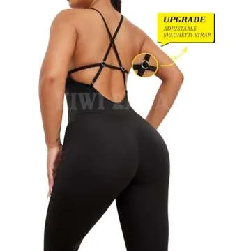 KIWI RATA Womens Sexy Bodycon Backless Jumpsuit Workout One-Piece Cacual Sculpted Bodysuit Sport Romper