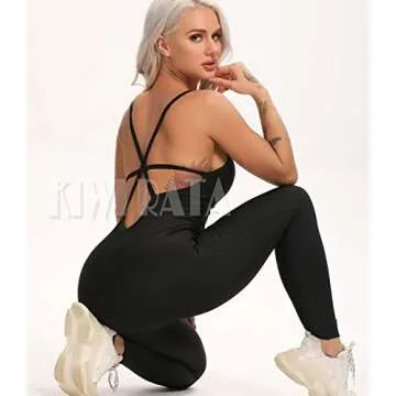 KIWI RATA Womens Sexy Bodycon Backless Jumpsuit Workout One-Piece Cacual Sculpted Bodysuit Sport Romper
