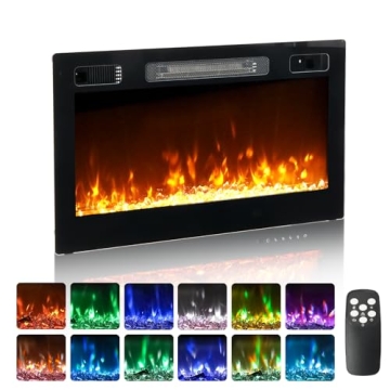 ROVSUN 30'' Electric Fireplace with Remote & 12 Flame Colors