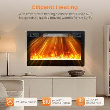 ROVSUN 30'' Electric Fireplace with Remote & 12 Flame Colors
