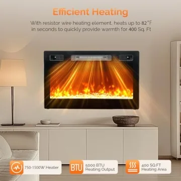 ROVSUN 30'' Electric Fireplace with Remote & 12 Flame Colors