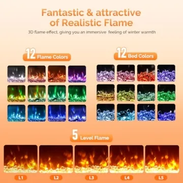 ROVSUN 30'' Electric Fireplace with Remote & 12 Flame Colors