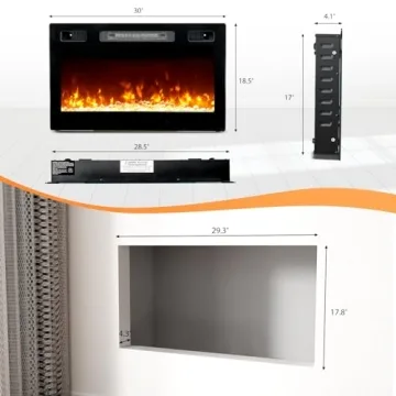 ROVSUN 30'' Electric Fireplace with Remote & 12 Flame Colors