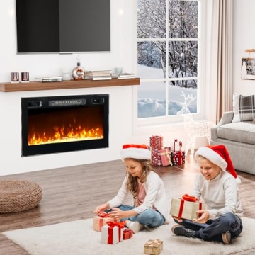 ROVSUN 30'' Electric Fireplace with Remote & 12 Flame Colors