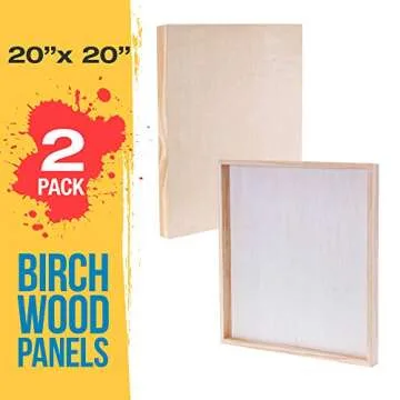 U.S. Art Supply 20" x 20" Birch Wood Paint Pouring Panel Boards, Gallery 1-1/2" Deep Cradle (Pack of...