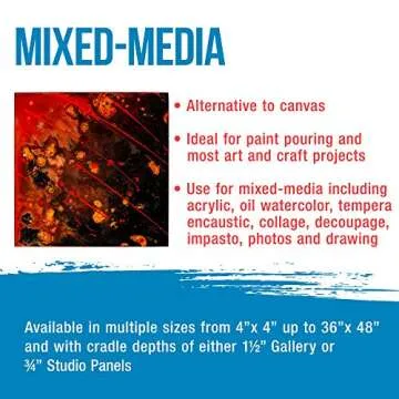 U.S. Art Supply 20" x 20" Birch Wood Paint Pouring Panel Boards, Gallery 1-1/2" Deep Cradle (Pack of 2) - Artist Depth Wooden Wall Canvases - Painting Mixed-Media Craft, Acrylic, Oil, Encaustic